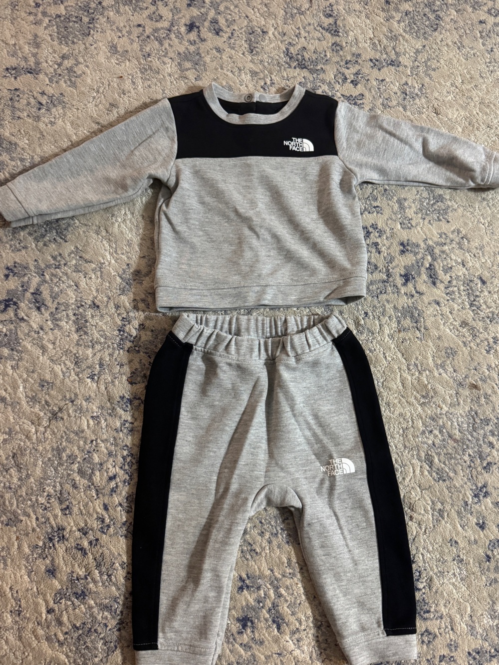 The North Face Grey Sweatpants with Black Side Panels - Kids 6-12 months